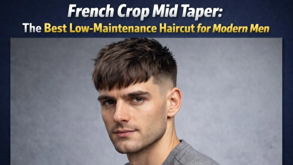 French crop mid taper haircut for men showing clean mid taper sides and textured top modern hairstyle